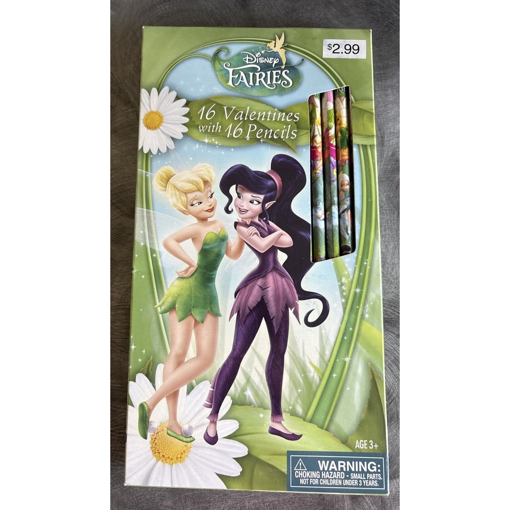 Disney Fairies Valentine Cards and Pencils 16 Count Tinker Bell New 901970
